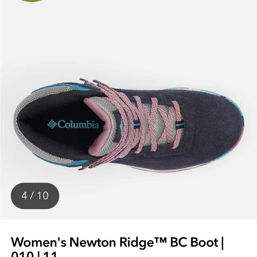Columbia Women's Lace-Up Hiking Boot in dark charcoal with Pink & Teal Accents - Picture 4 of 12